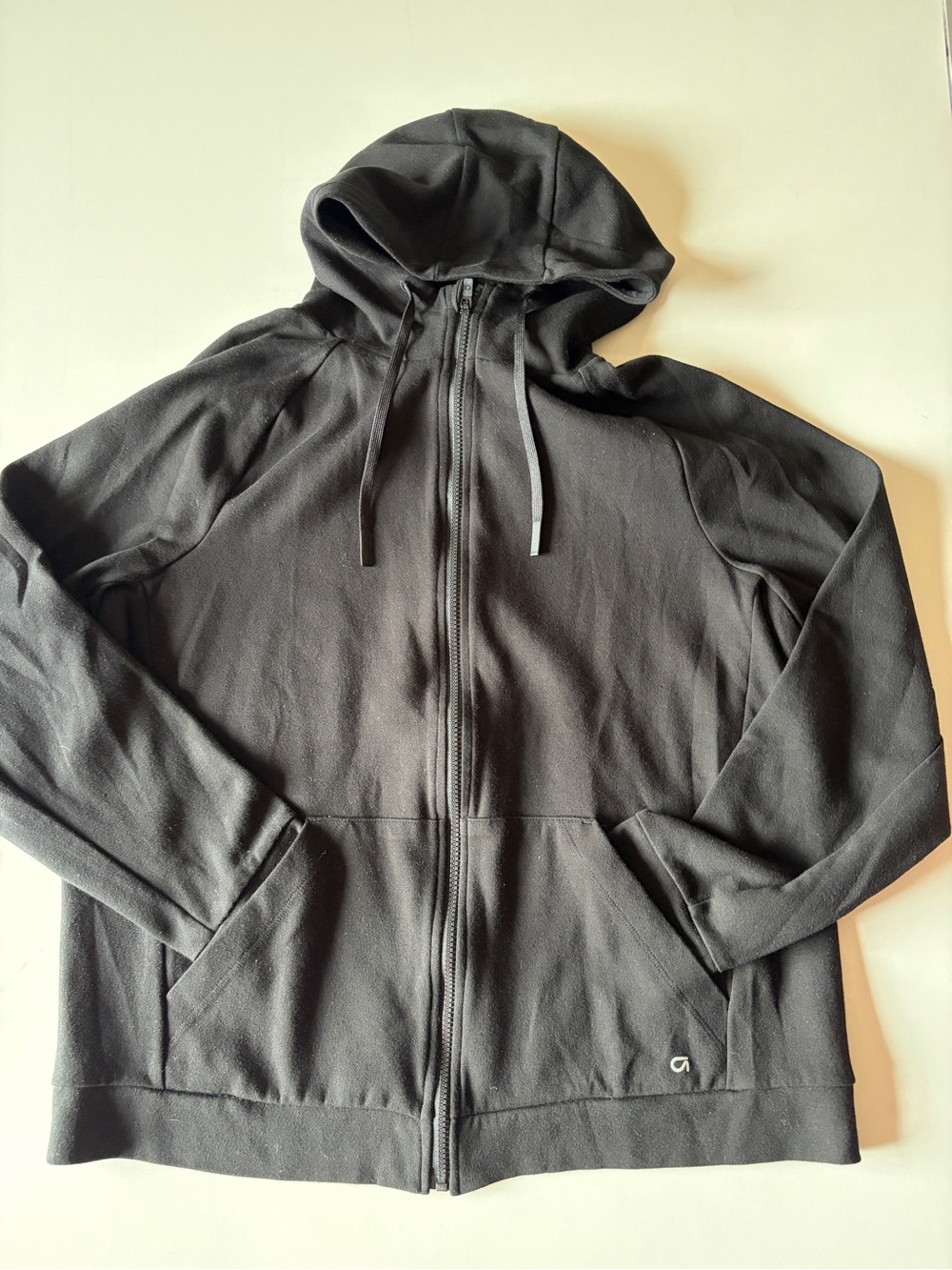 Gap fit black full zip hooded sweatshirt athletic women’s size large athleisure